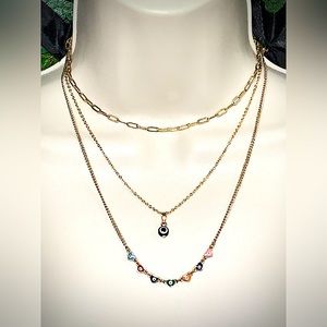 🧿Thou shalt not Hate-eth🧿 Multi Evil Eye Triple Necklace Set
